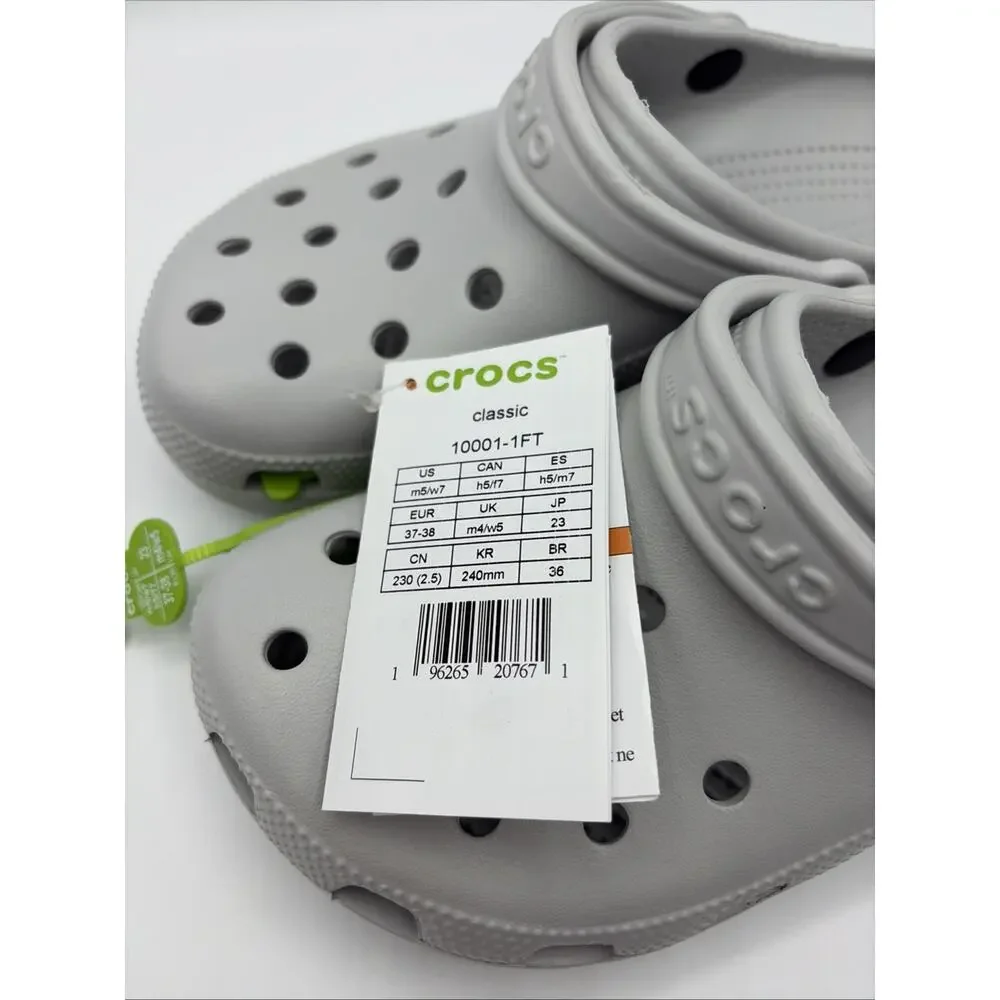 Crocs Classic Clog Authentic Shoe Style 10001 Sz US MEN 5 Women 7 NWT Gray Grey
